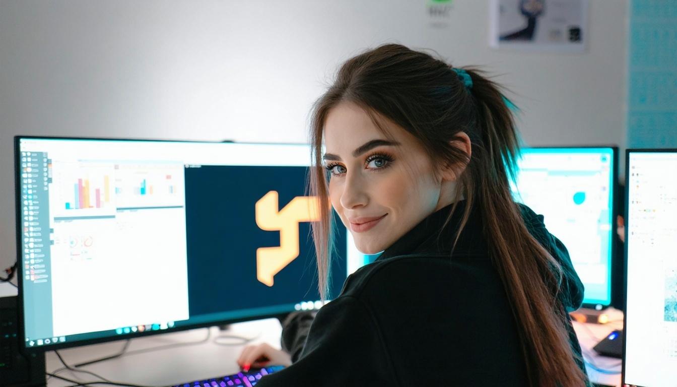Jeune femme devant un ordinateur regardant un logo fini pour BIMI Compliance-Jul-30-2025-05-57-27-4116-PM