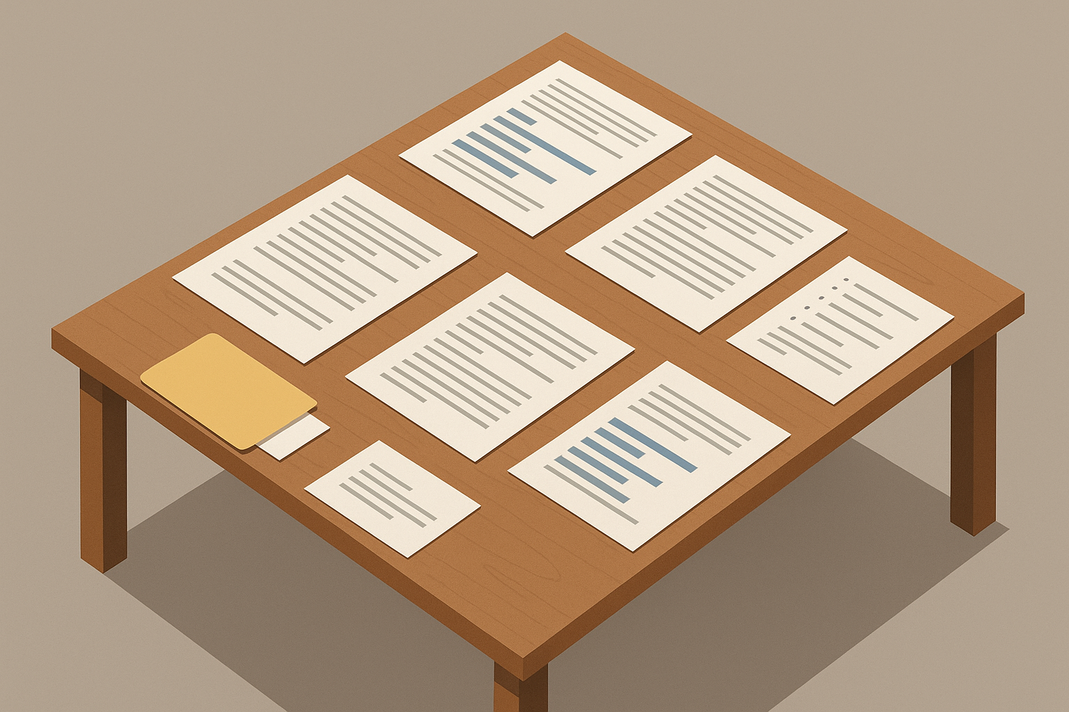 une table avec de la documentation